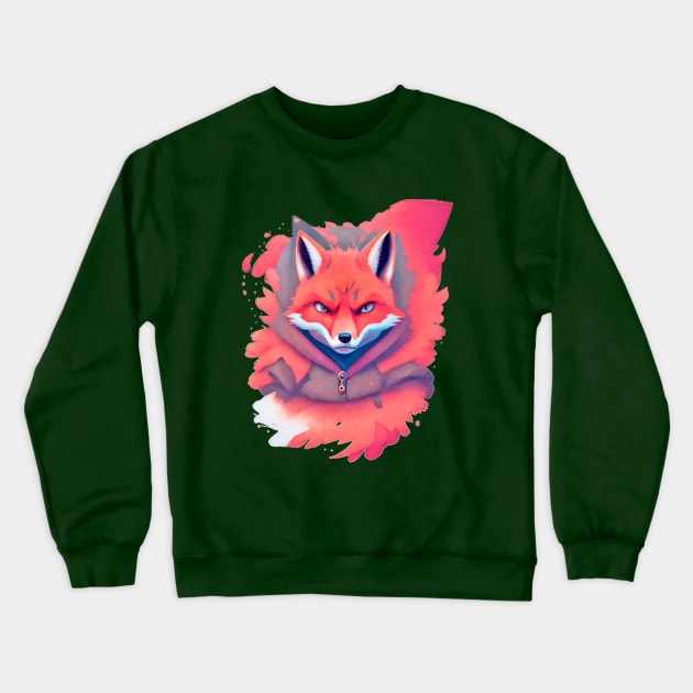 Fire Ninja Fox Crewneck Sweatshirt by Jorman Rodríguez 